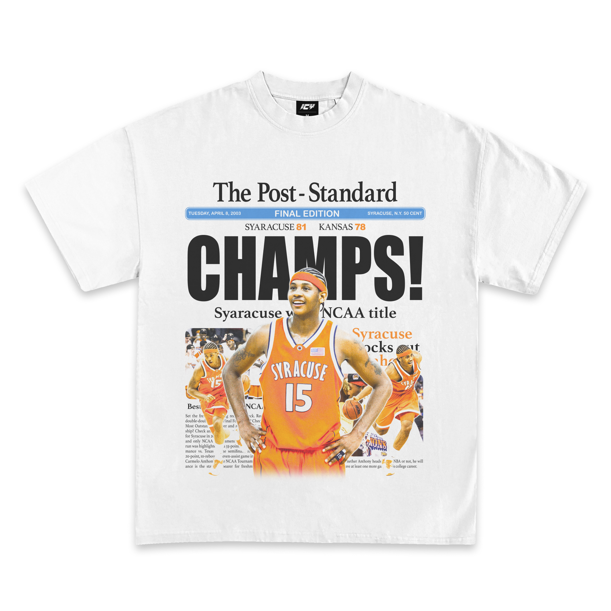 Carmelo Anthony Icy Exclusive Syracuse Champs T-Shirt