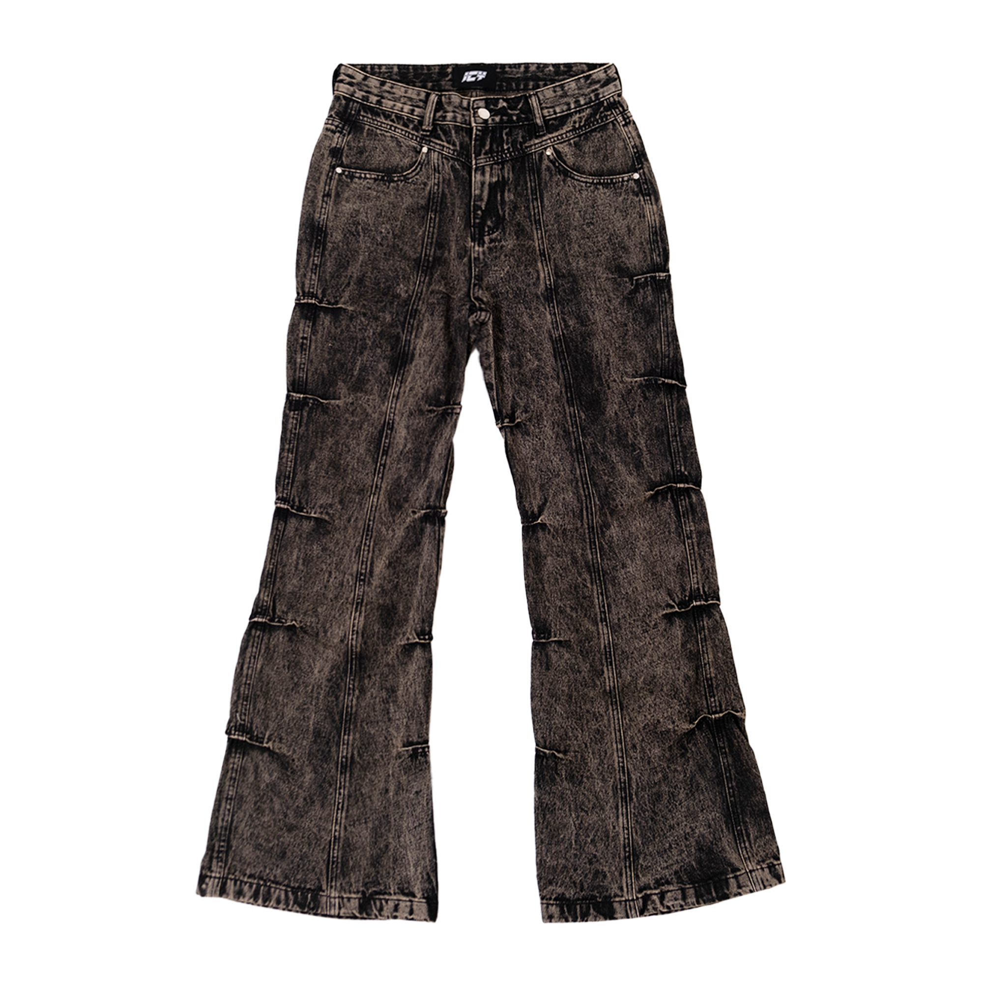 Acid Wash Flared Baggy Denim Jean