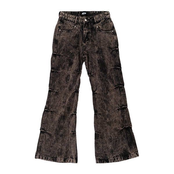 Acid Wash Flared Baggy Denim Jean Pants