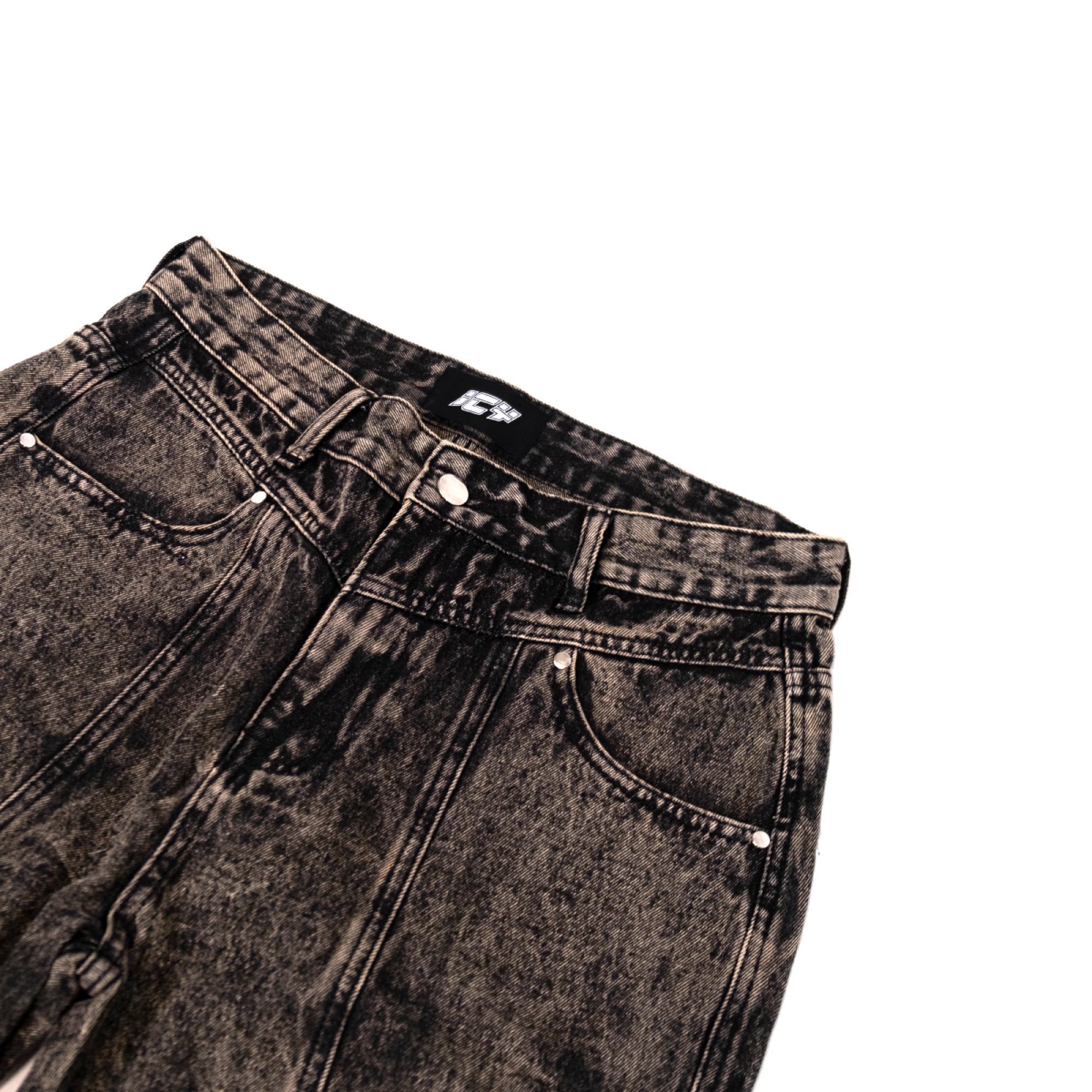 Acid Wash Flared Baggy Denim Jean