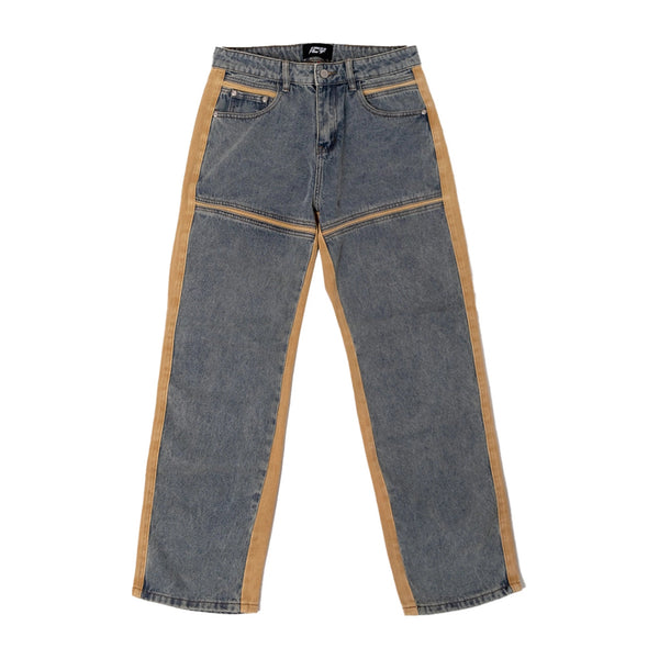 Dual-Tone Straight Fit Panel Jean Pants