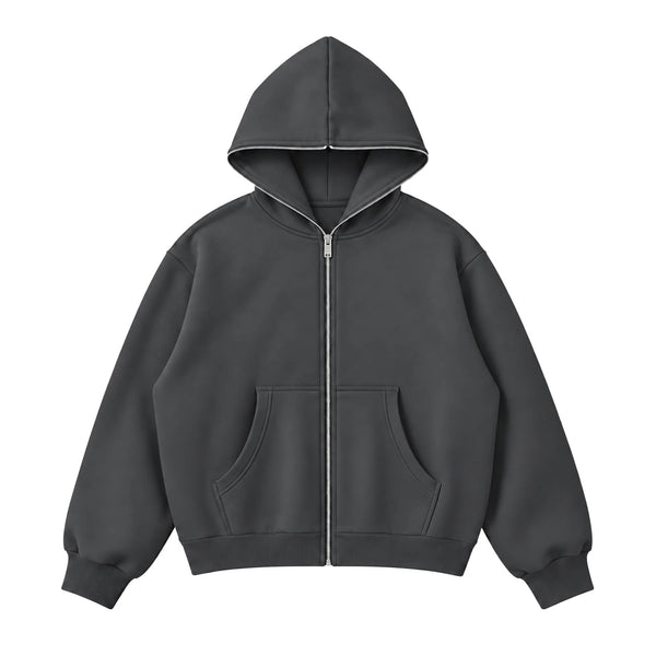 Icy Fleeced Full-Zip Boxy Hoodie