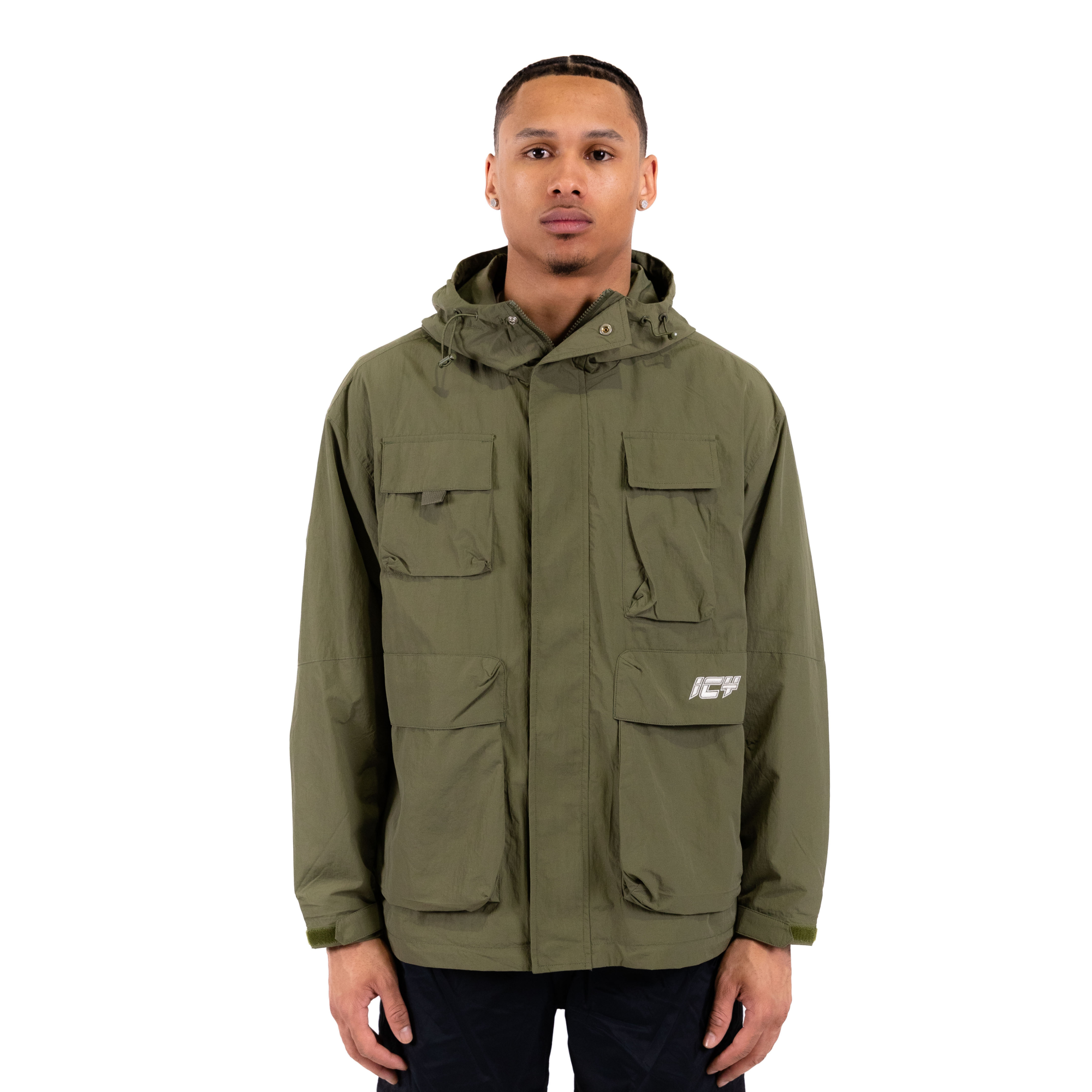 Multi-Pocket Nylon Utility Windbreaker