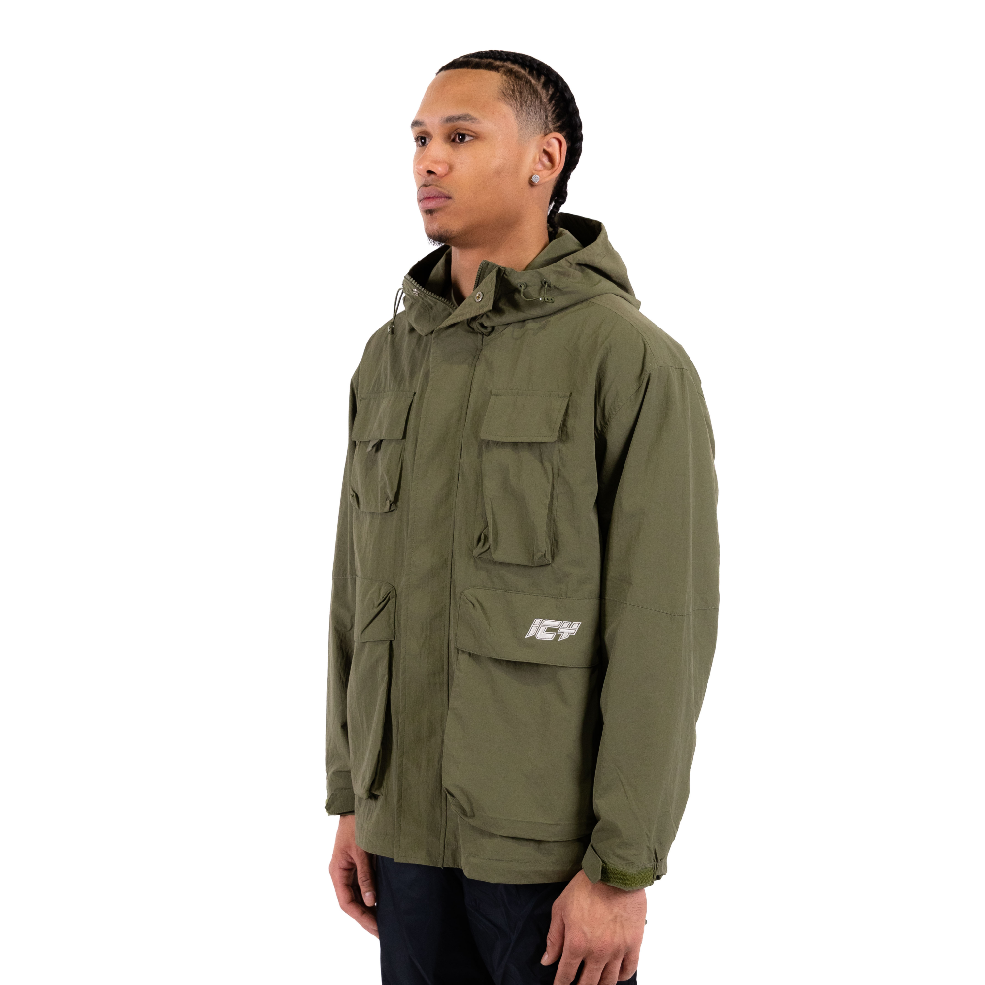 Multi-Pocket Nylon Utility Windbreaker