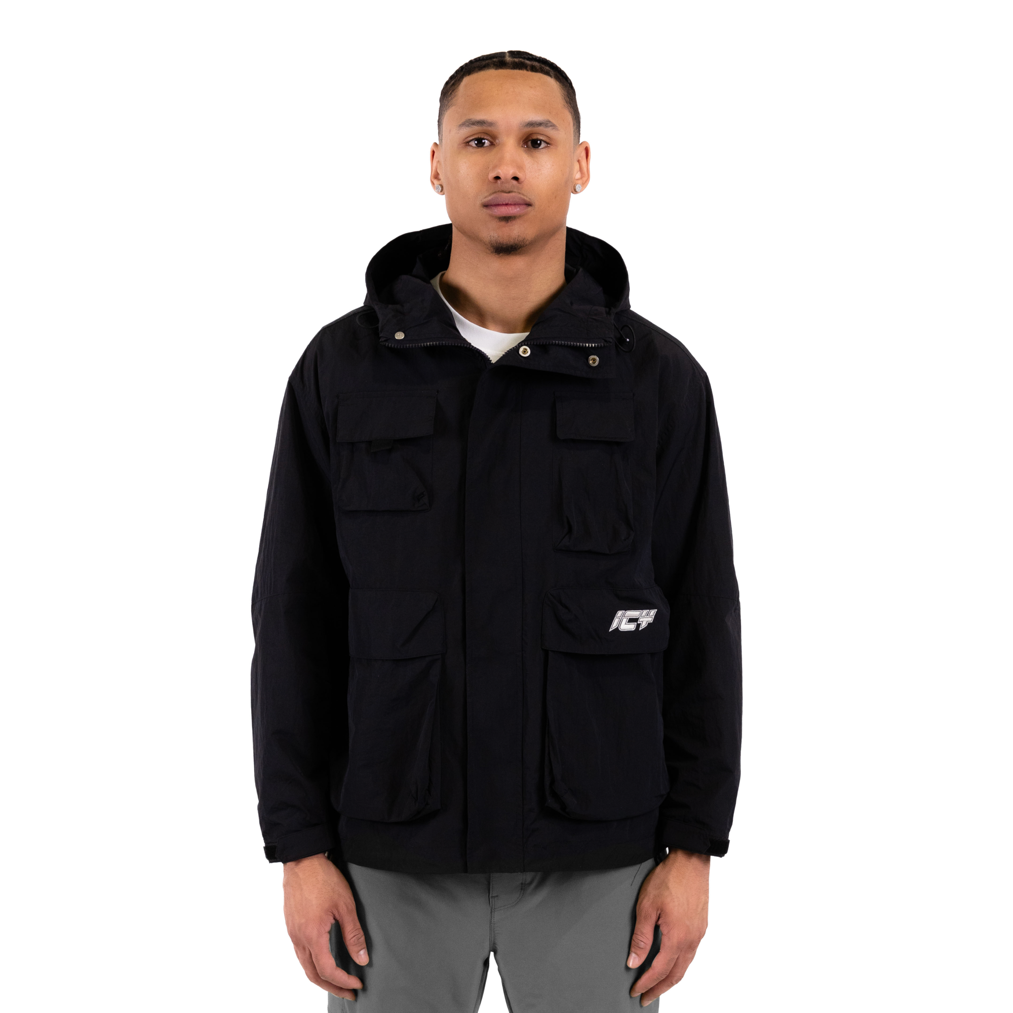 Multi-Pocket Nylon Utility Windbreaker