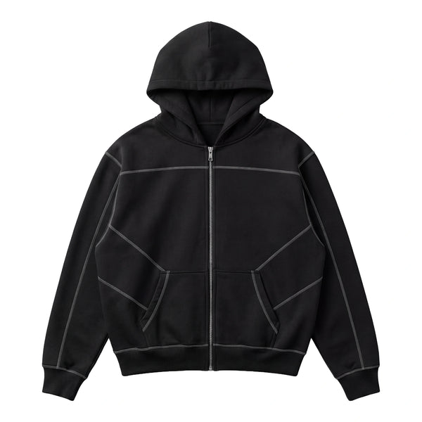 Stitched Fleece Zip-Up Hoodie