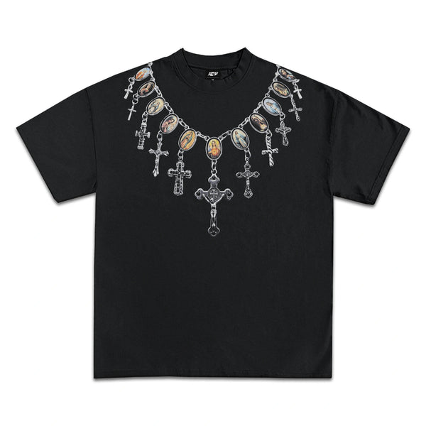 Cross Necklace Graphic T-Shirt