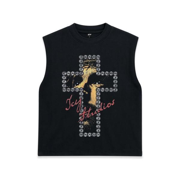 Diamond Cross Graphic Sleeveless Shirt