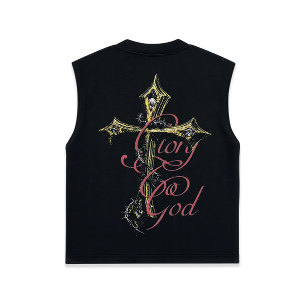 Glory To God Cross Graphic Sleeveless Shirt
