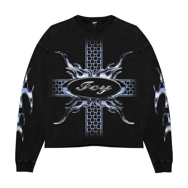 Icy Flame Graphic Long Sleeve T-Shirt