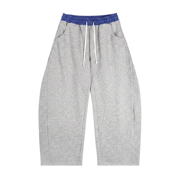 Plaid Waistband Barrel Baggy Sweatpants