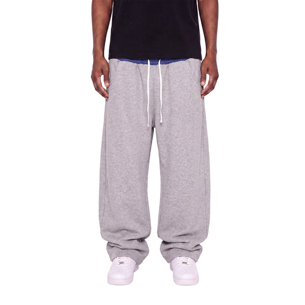 Plaid Waistband Baggy Sweatpants