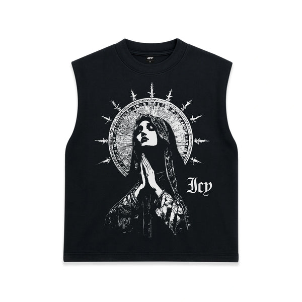 Pray Heavy Graphic Sleeveless Shirt