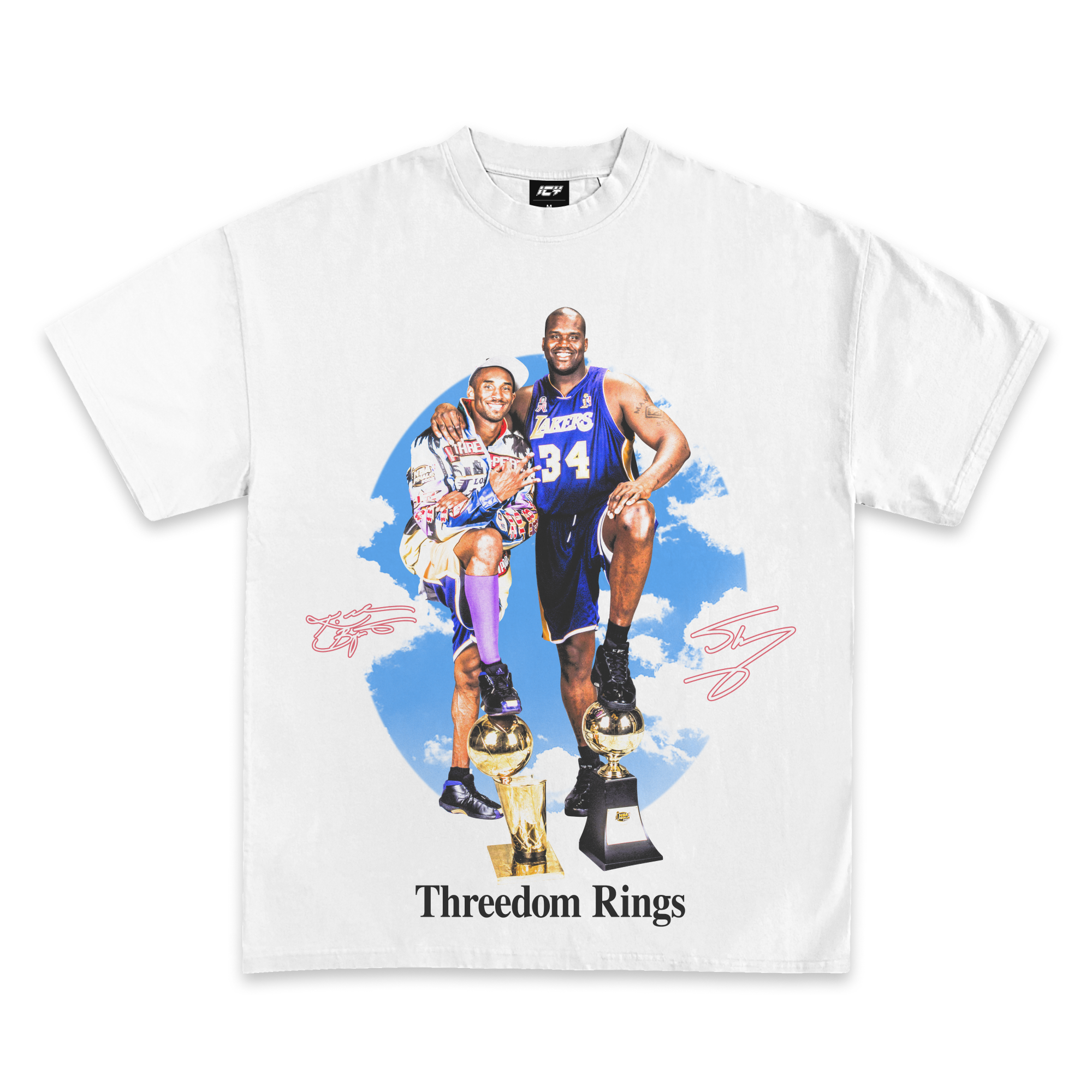 Kobe and Shaq Threedom Rings Graphic T-Shirt