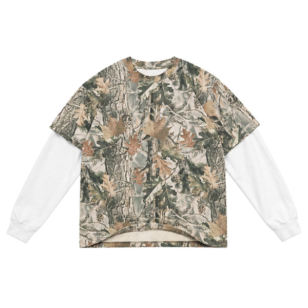 Vintage Wood Camo Layered Long Sleeve T-Shirt