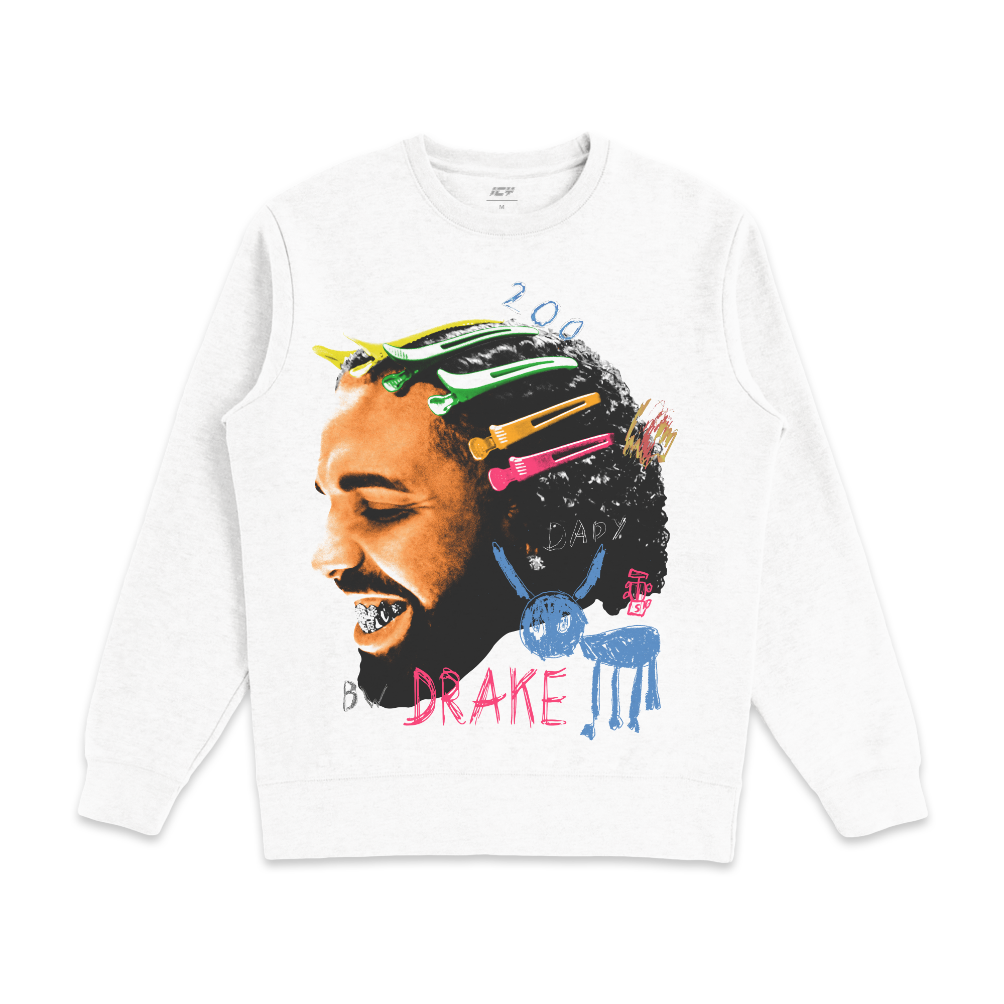 Drake For All the Dogs White Graphic Crewneck Sweatshirt