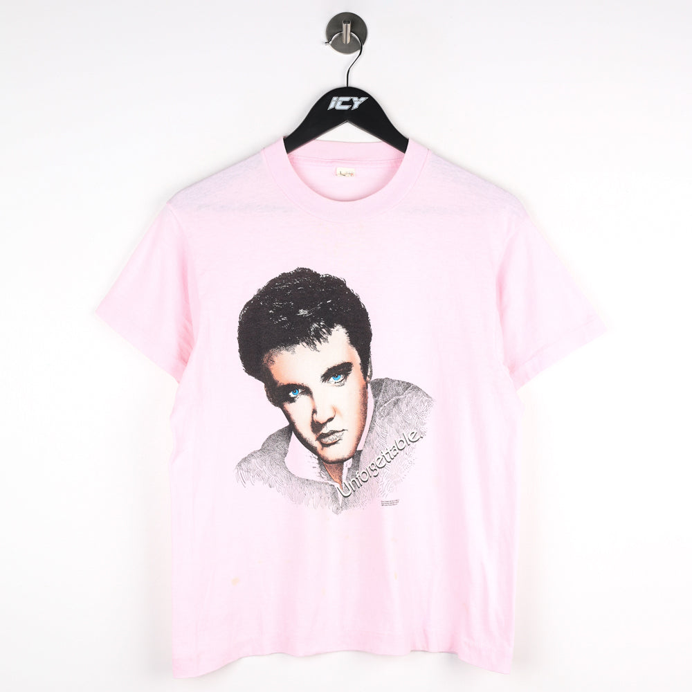 Vintage 1987 Elvis Presley Unforgettable Graphic T-Shirt - Womens Large